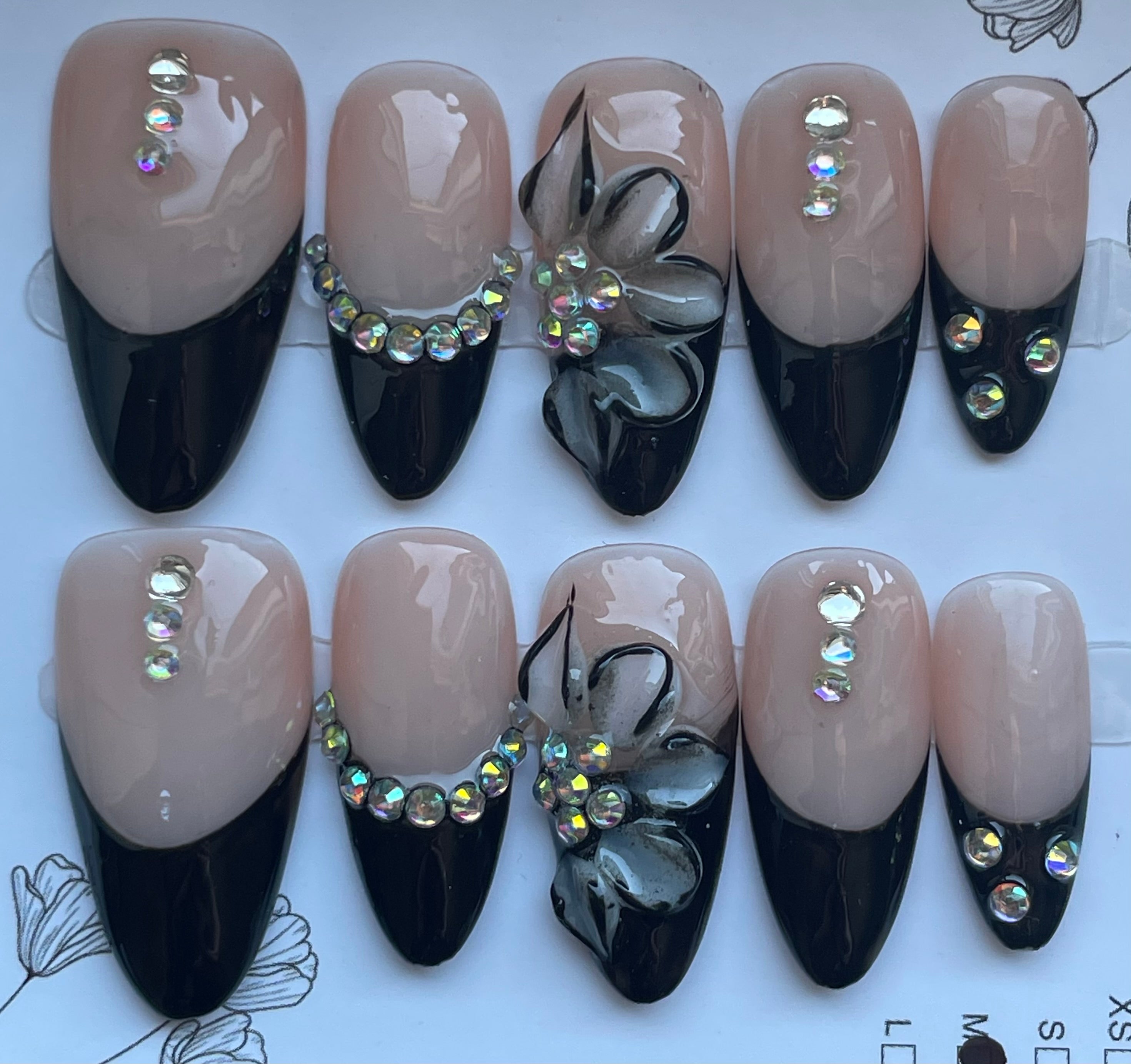 Black tip 3D flower