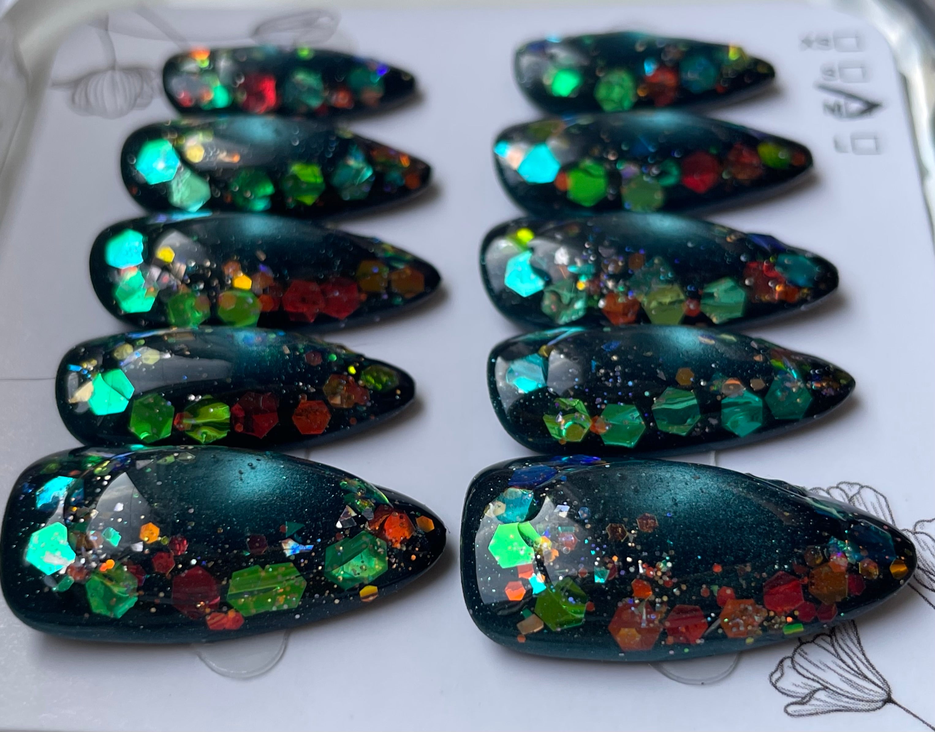 Teal cat eye glitter