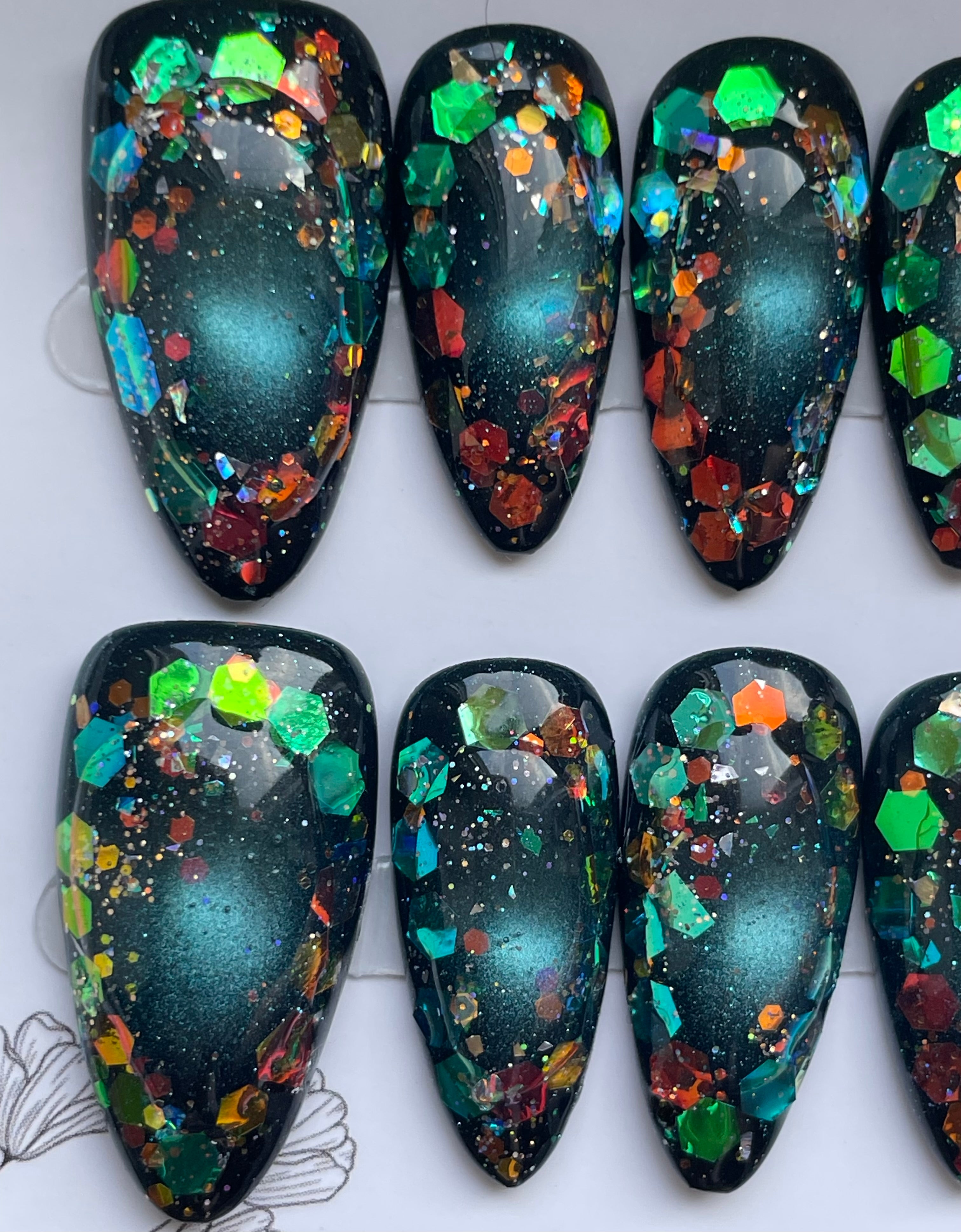 Teal cat eye glitter