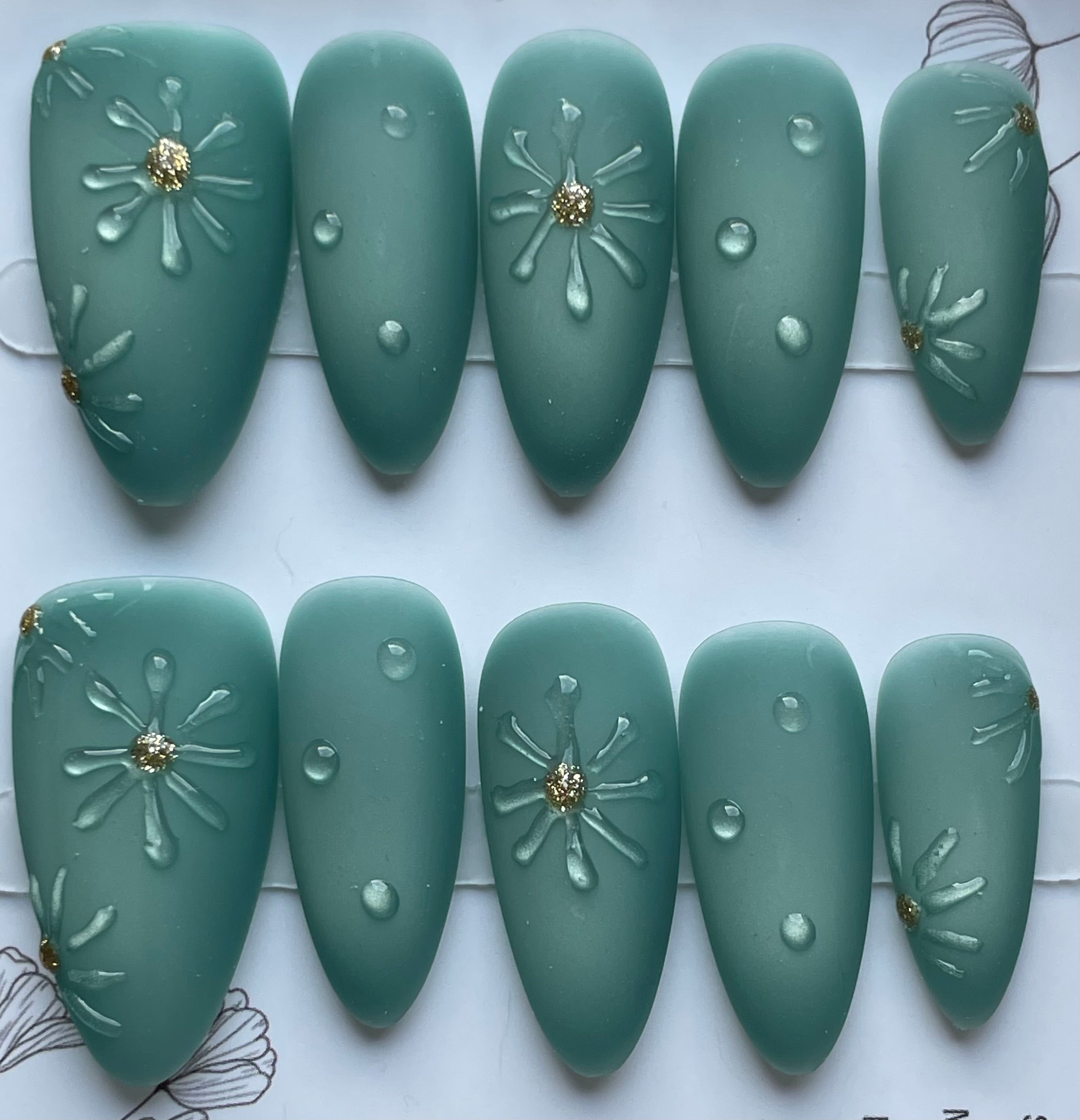 Sea green matte flower