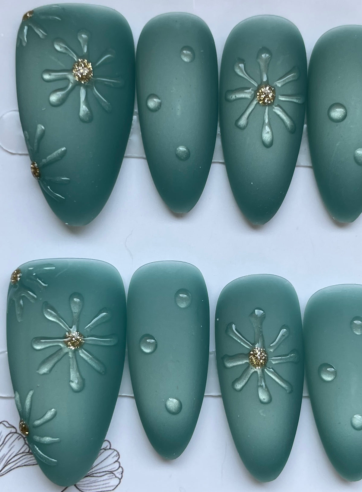 Sea green matte flower