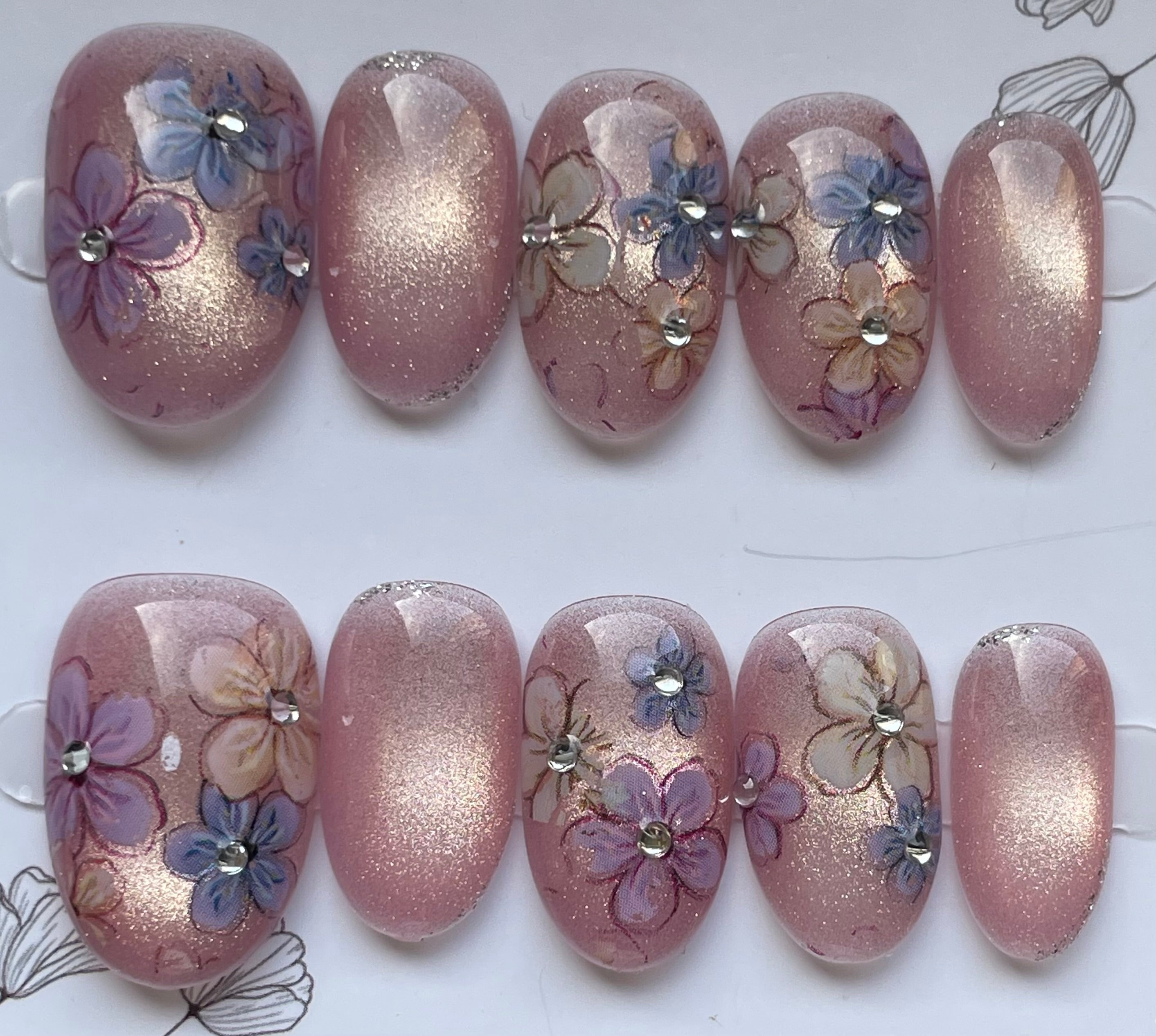 floral pink cat eye