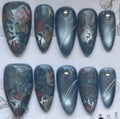 Blue cat eye floral almond