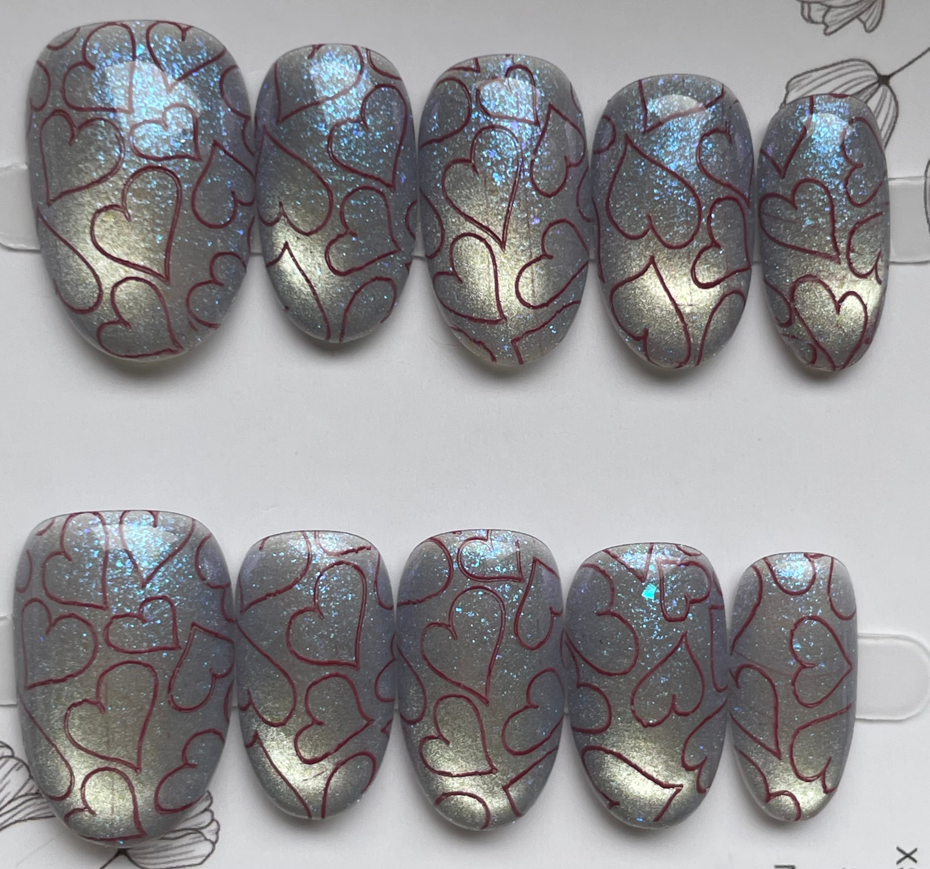 Iridescent heart print