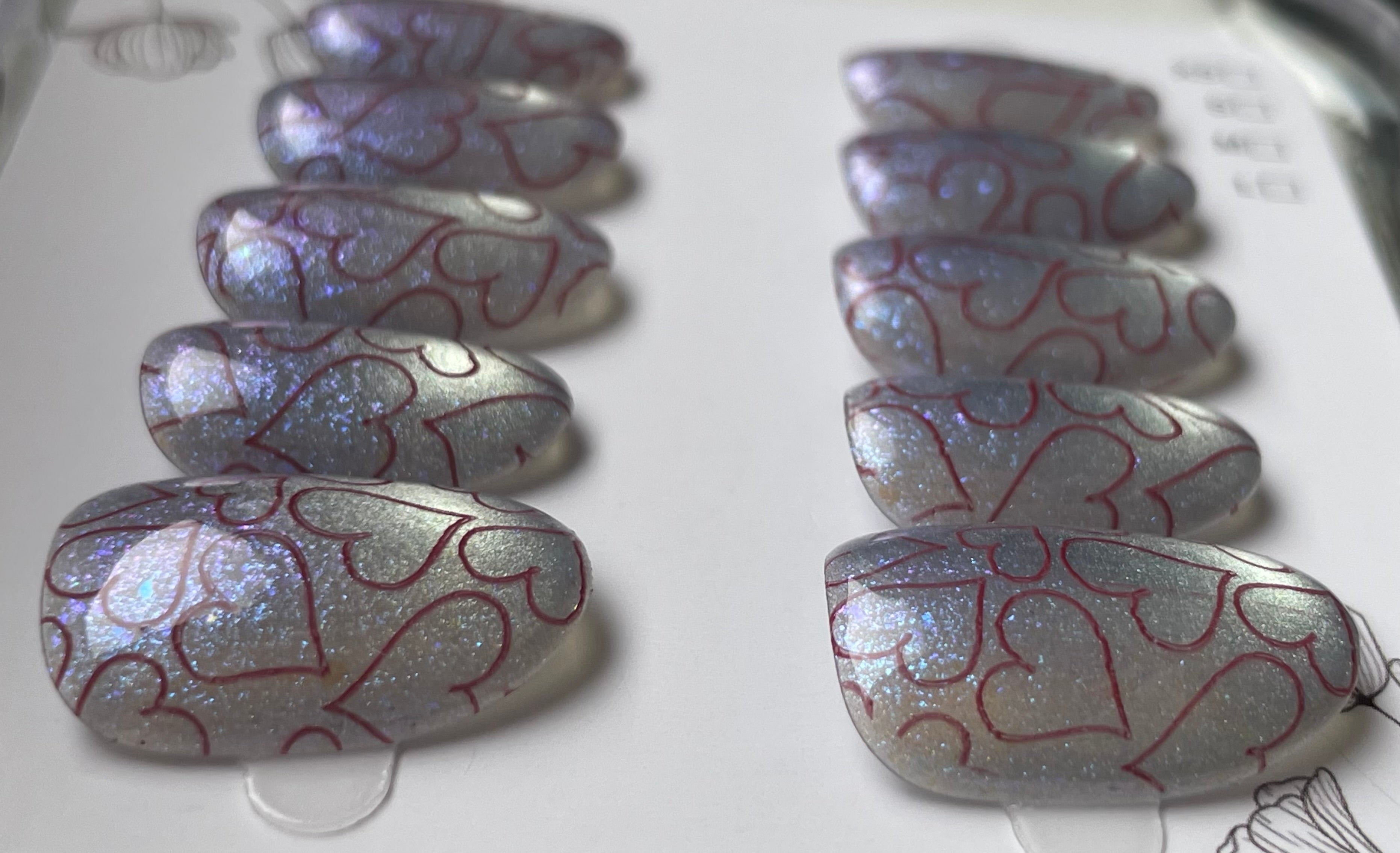 Iridescent heart print