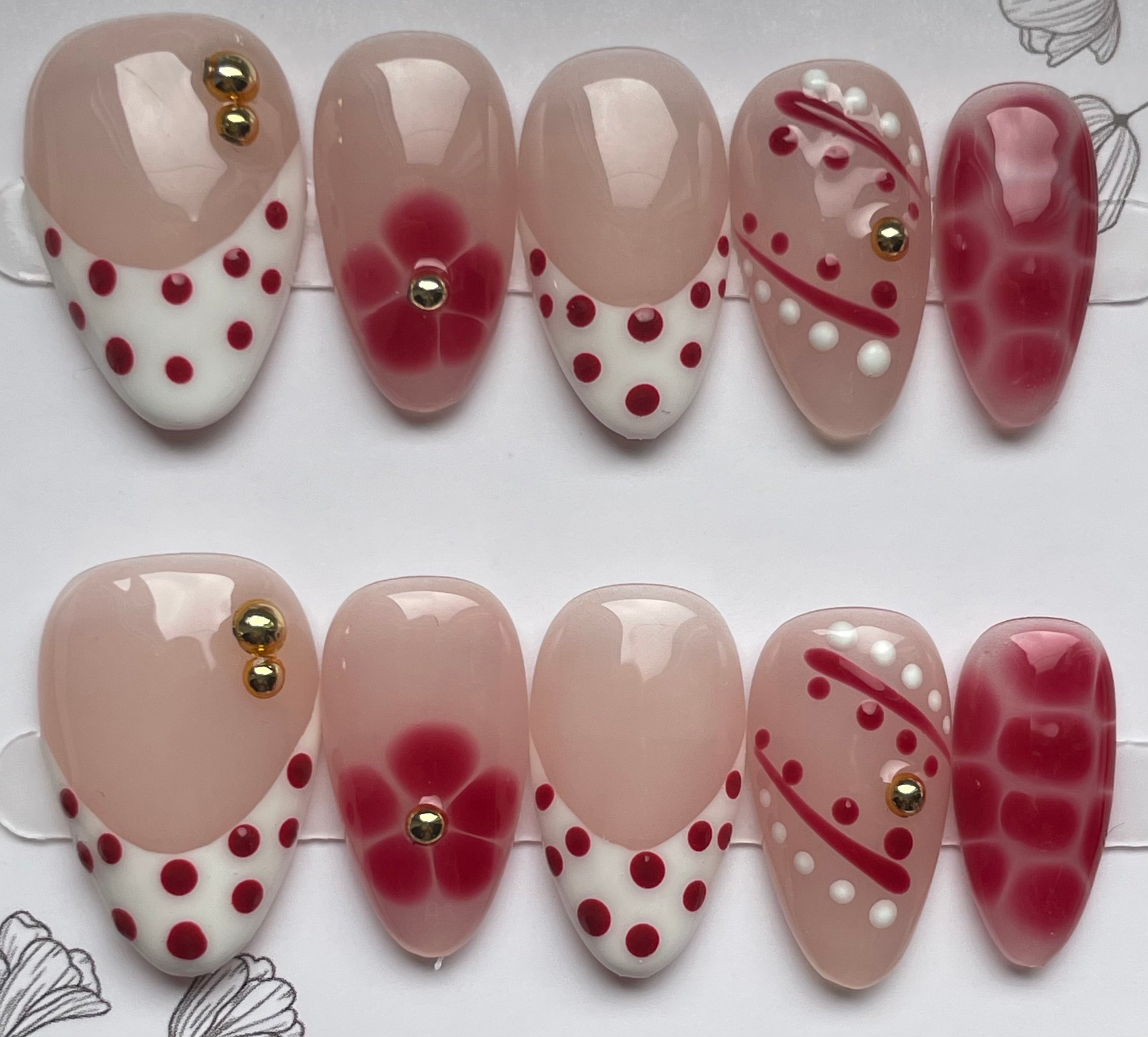 Red polka floral