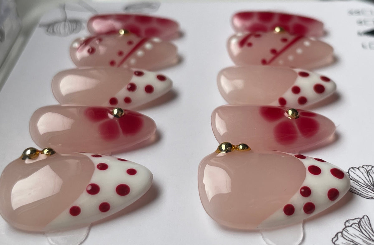 Red polka floral