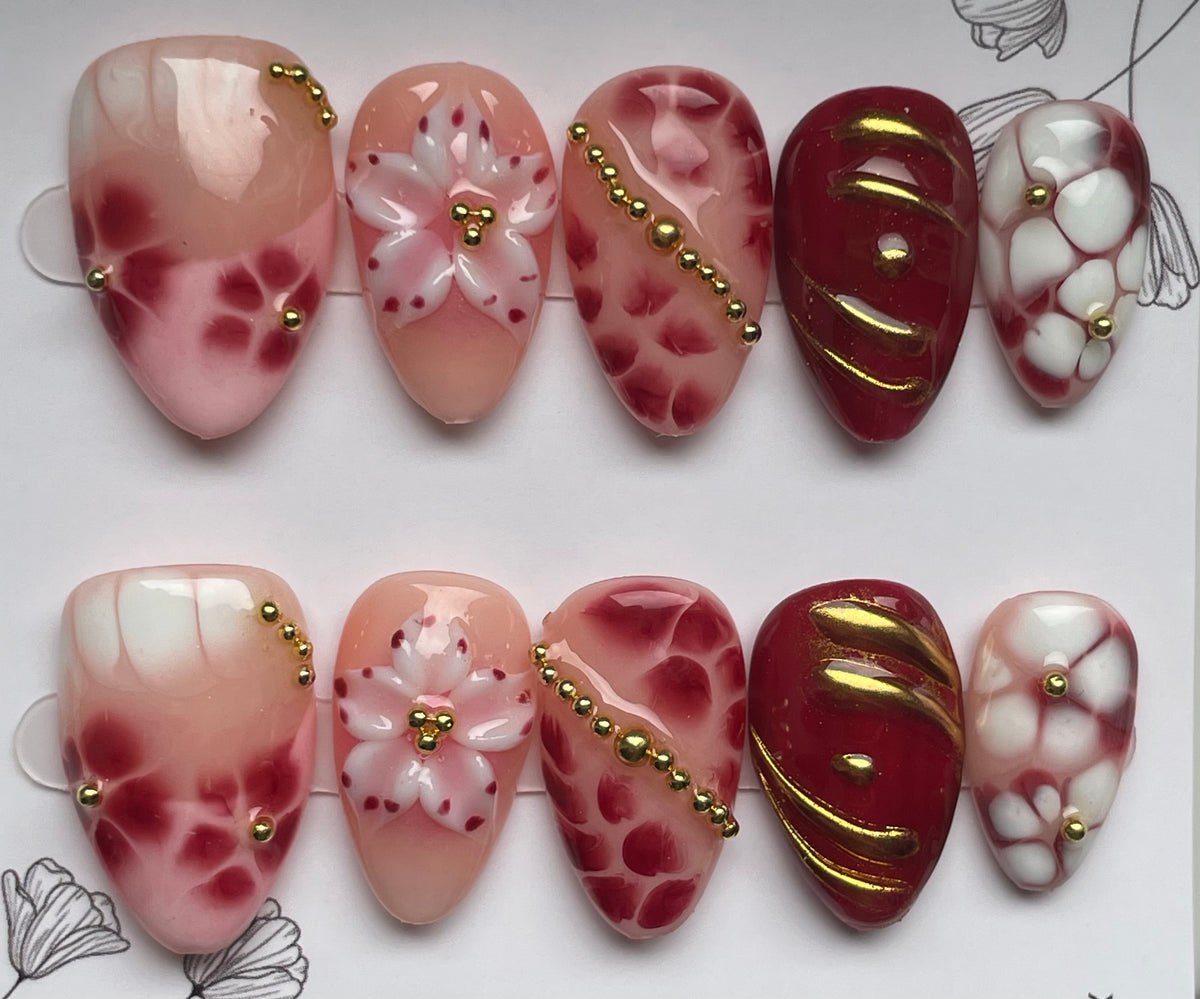 Red gold floral