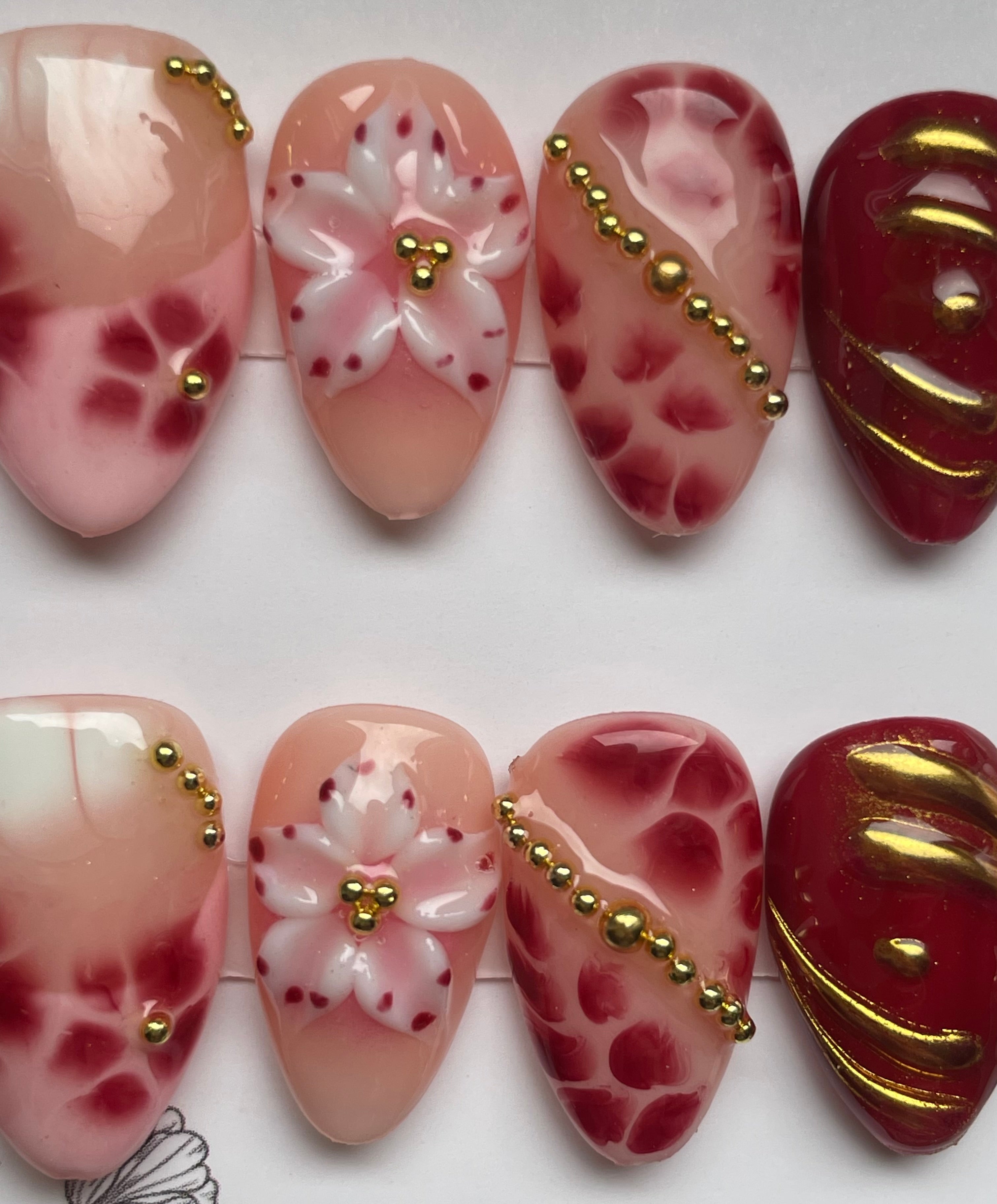 Red gold floral