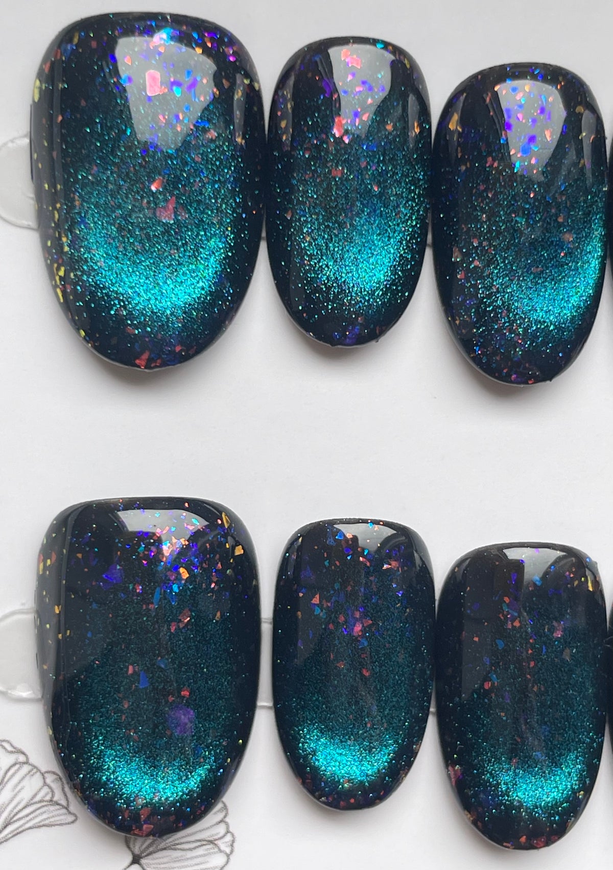 Deep turquoise cateye glitter