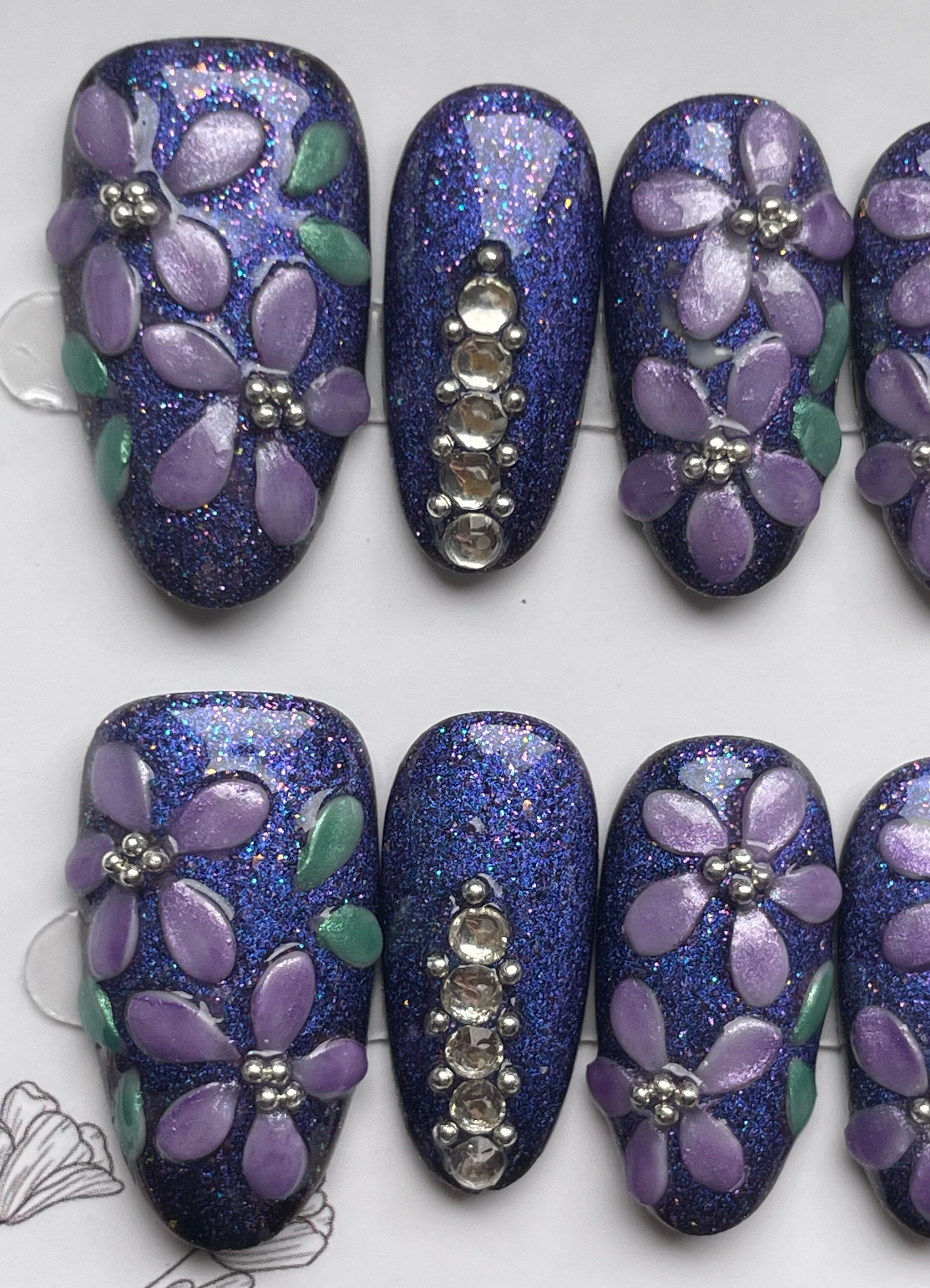 Purple glitter flower