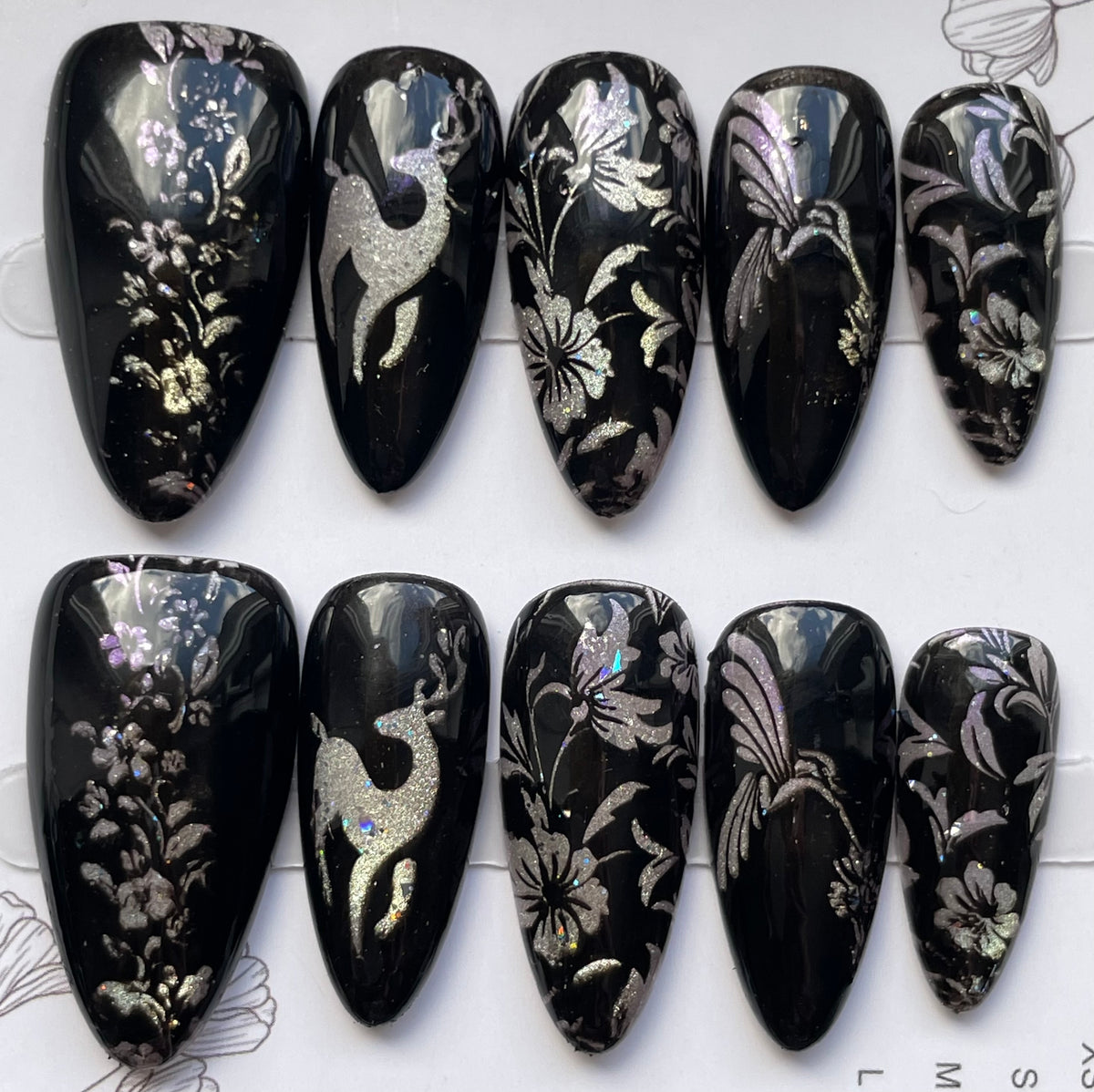 Stag floral black