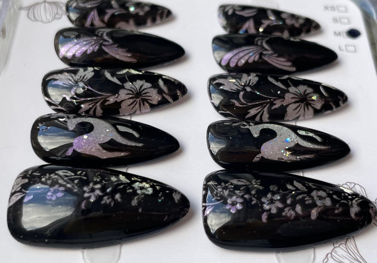 Stag floral black
