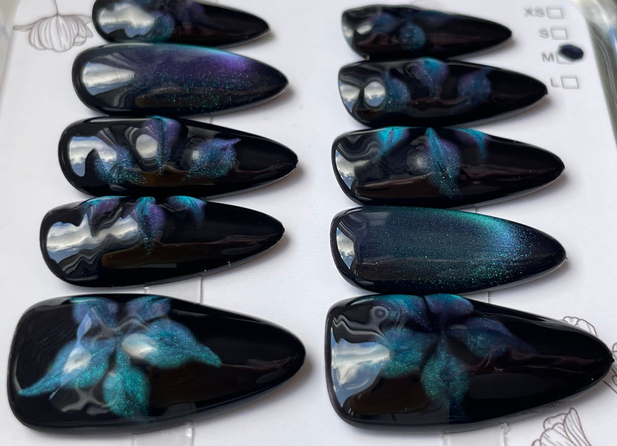 Deep teal flower almond